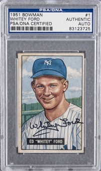 1951 Bowman #1 Whitey Ford Signed Rookie Card – PSA/DNA Authentic
